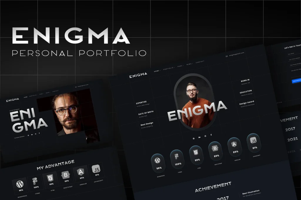 Enigma   Personal Portfolio Elementor Template Kit
