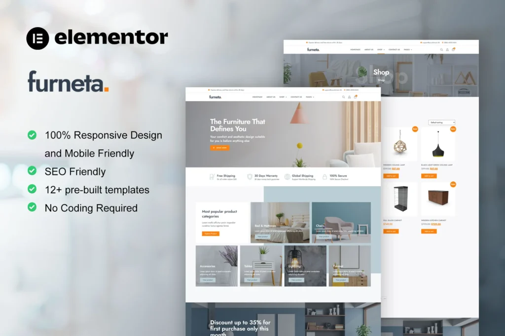 Furneta   Furniture Shop Elementor Template Kit 