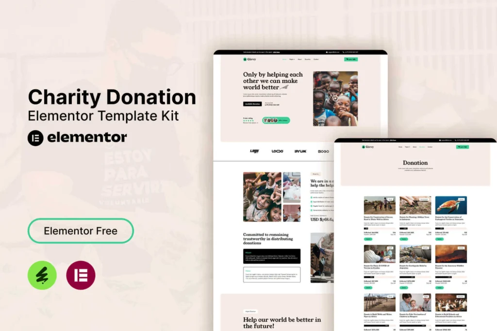 Givvy   Charity Donation Elementor Template Kit