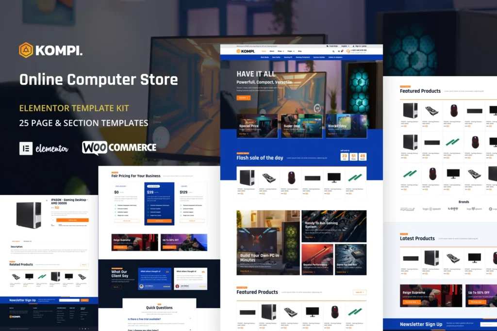 Kompi   Computer Store Wordpress Elementor Template Kit 