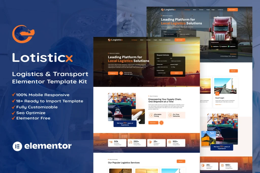 Logisticx   Logistics & Transportation Elementor Template Kit 