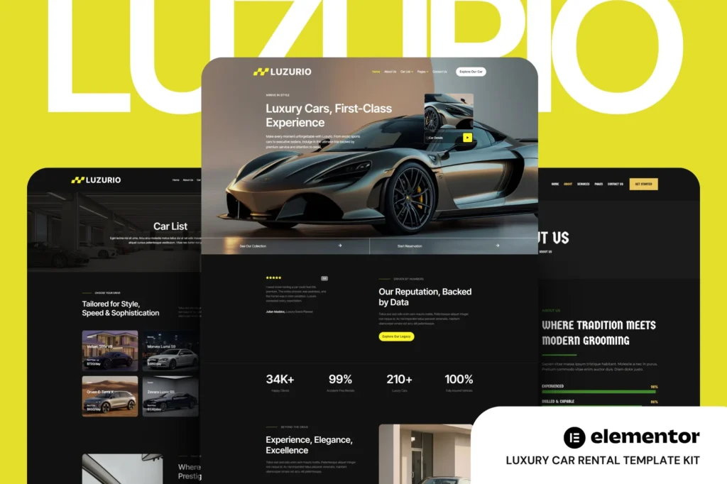 Luzurio   Luxury Car Rental Elementor Template Kit 
