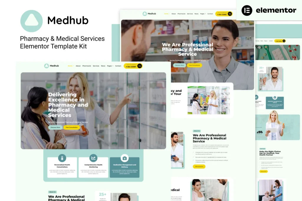 Medhub   Pharmacy & Medical Services Elementor Template Kit 