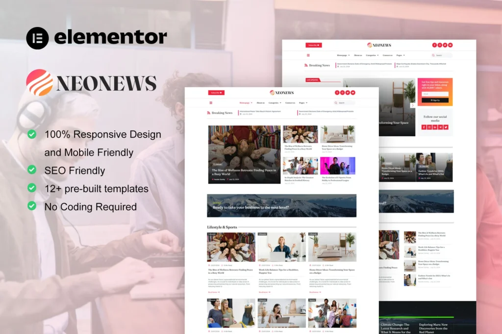 Neonews   News & Magazine Elementor Template Kit