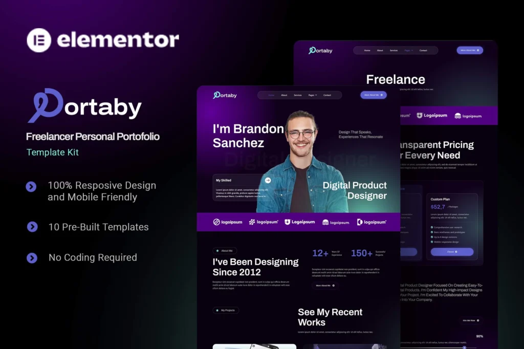 Portaby   Freelancer Personal Portofolio Elementor Template Kit 