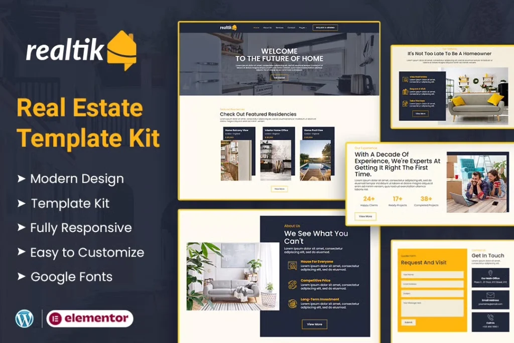 Realtik   Real Estate & Property Sales Elementor Template Kit 