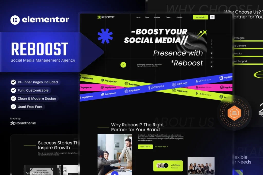 Reboost   Digital Marketing Agency Elementor Template Kit 