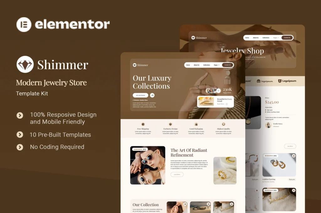 Shimmer   Modern Jewelry Store Elementor Template Kit 