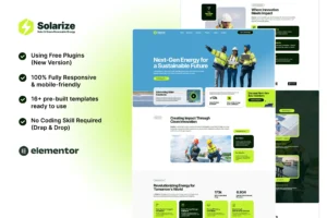 Solarize   Solar & Green Renewable Energy Elementor Template Kit