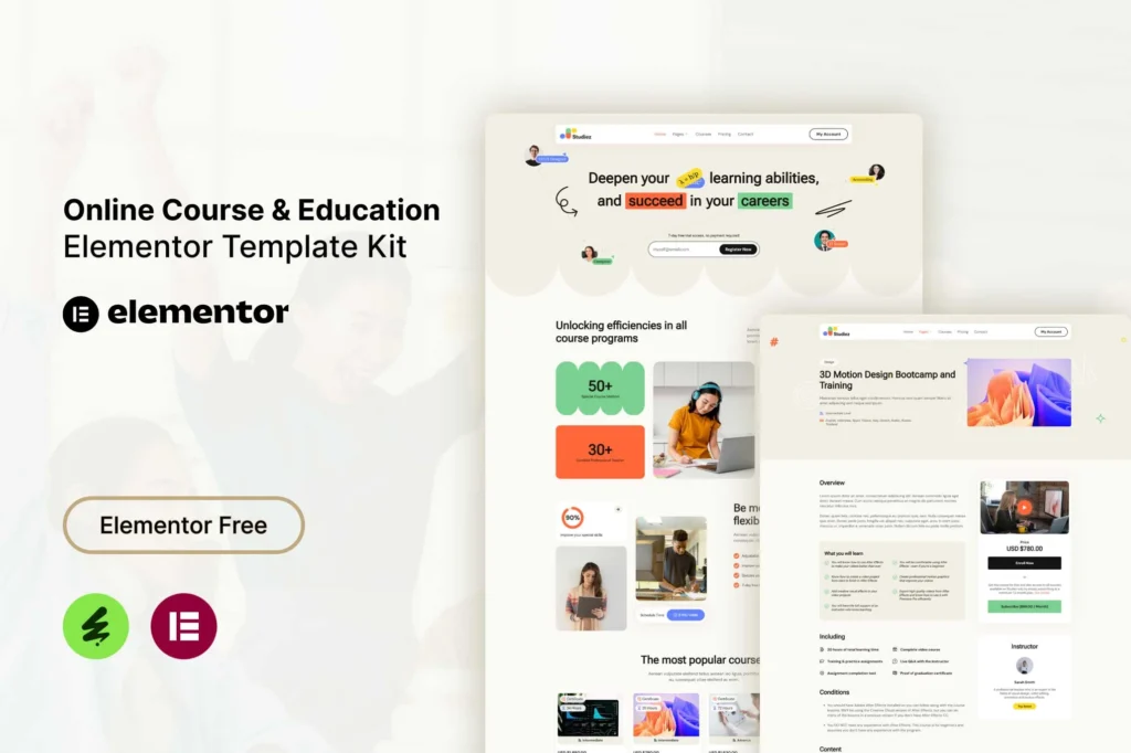 Studiez   Online Course & Education Elementor Template Kit 