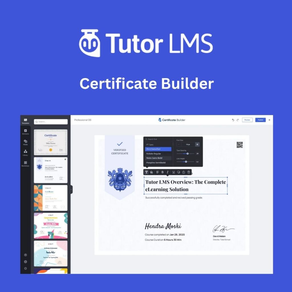 Tutor Lms Pro Certificate Builder